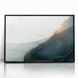 Contemporary Luxury Abstract Painting – White & Dark Blue Art