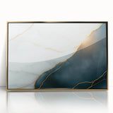 Contemporary Luxury Abstract Painting – White & Dark Blue Art