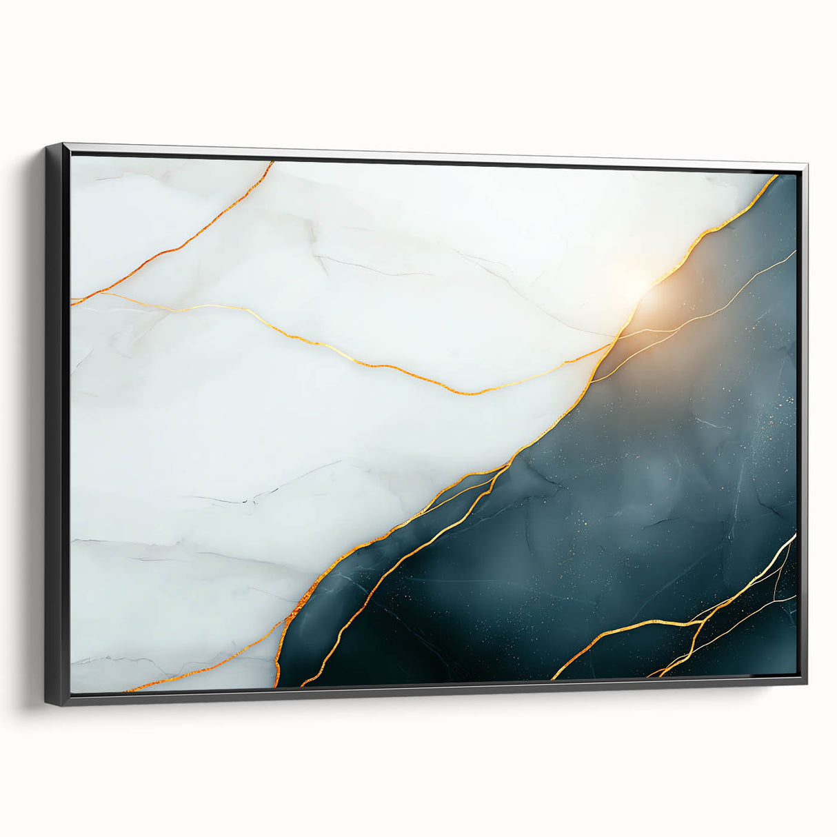 Contemporary Luxury Abstract Painting – White & Dark Blue Art