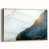 Contemporary Luxury Abstract Painting – White & Dark Blue Art