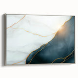 Contemporary Luxury Abstract Painting – White & Dark Blue Art