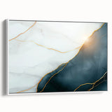 Contemporary Luxury Abstract Painting – White & Dark Blue Art