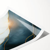 Contemporary Luxury Abstract Painting – White & Dark Blue Art