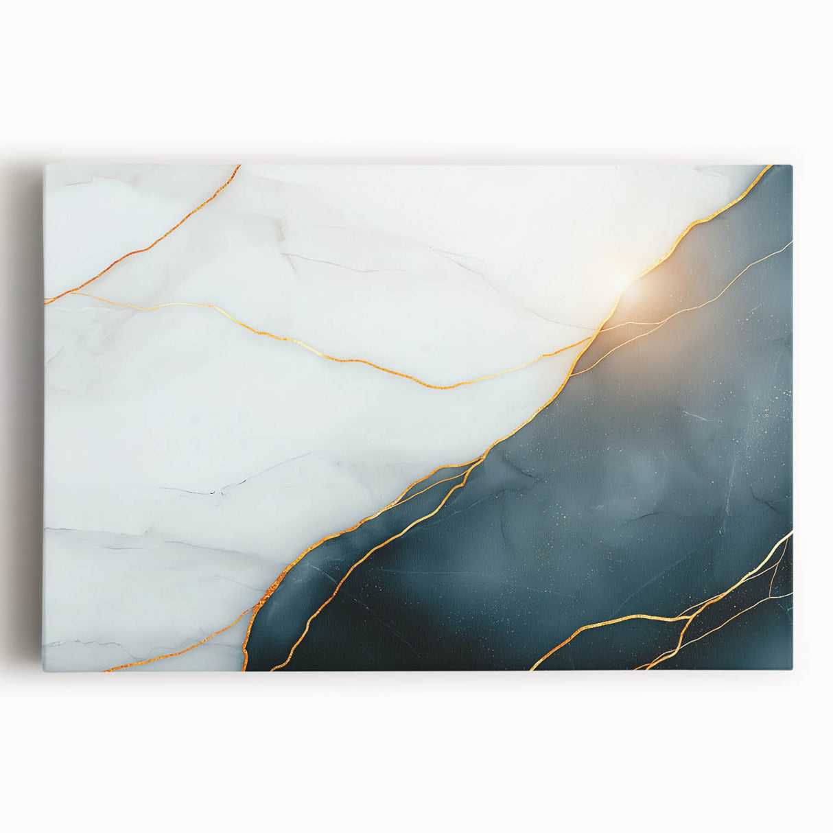 Contemporary Luxury Abstract Painting – White & Dark Blue Art
