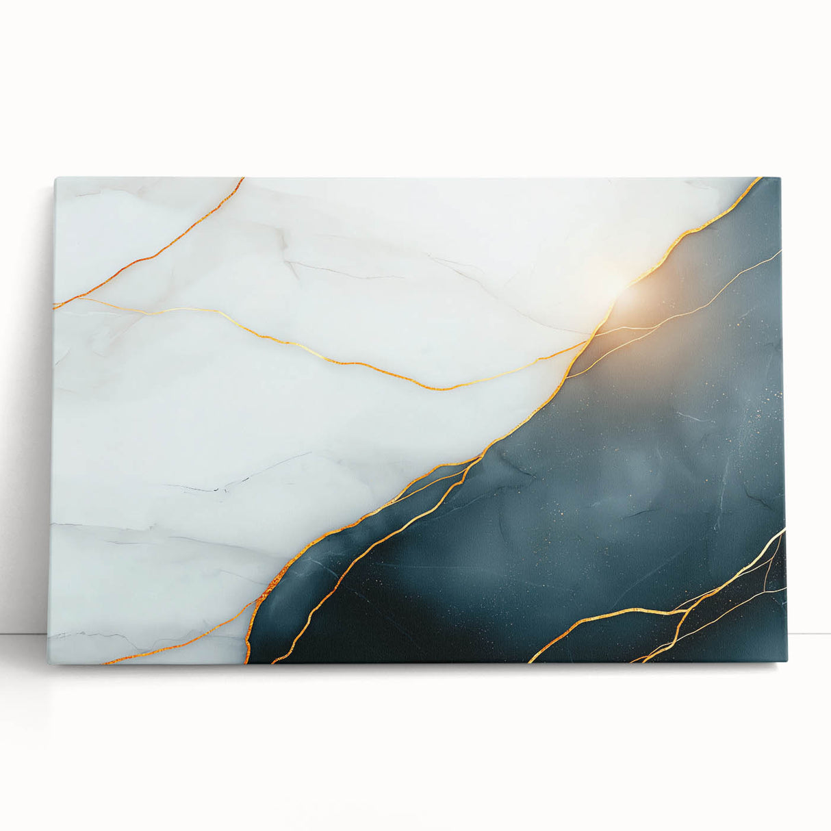 Contemporary Luxury Abstract Painting – White & Dark Blue Art