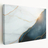 Contemporary Luxury Abstract Painting – White & Dark Blue Art