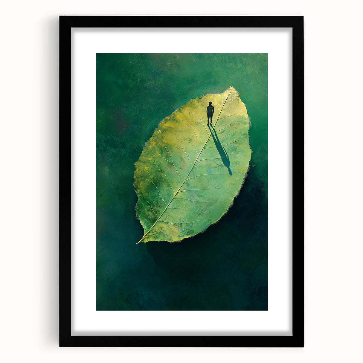 Abstract Minimalist Nature Art – Floating Leaf & Solitude Print