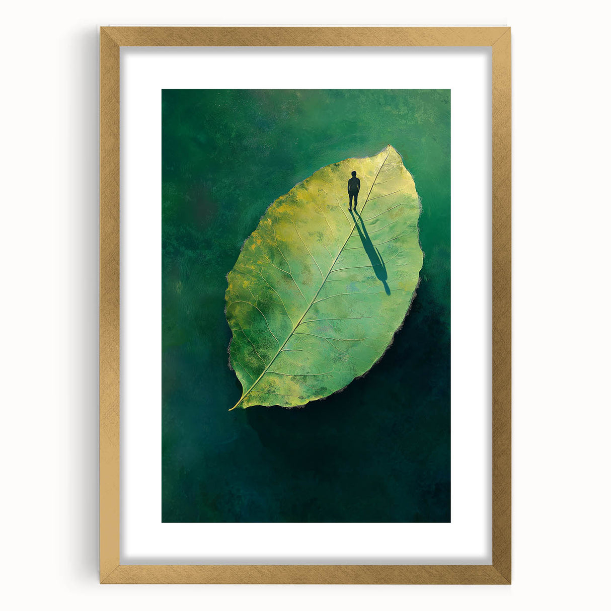 Abstract Minimalist Nature Art – Floating Leaf & Solitude Print