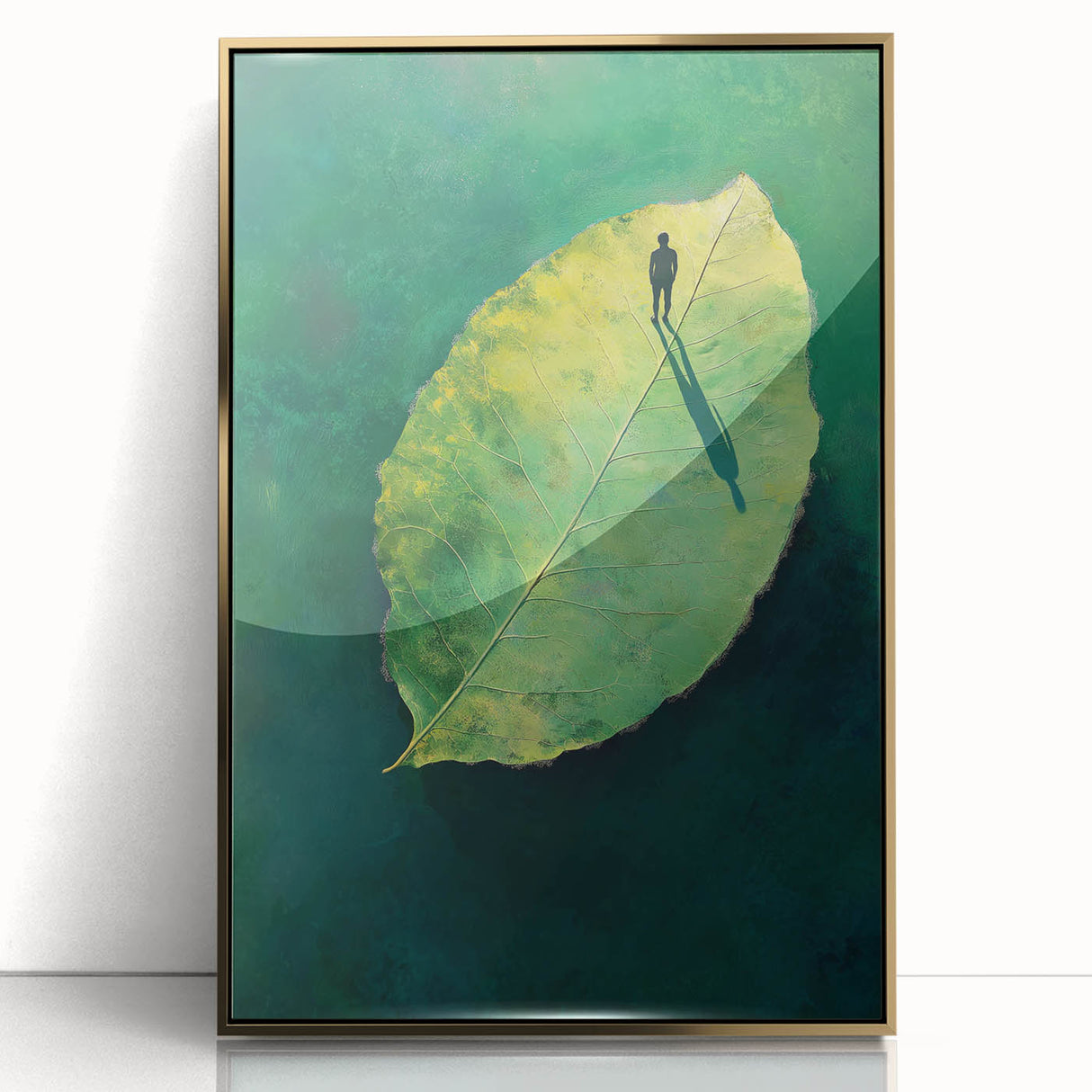 Abstract Minimalist Nature Art – Floating Leaf & Solitude Print