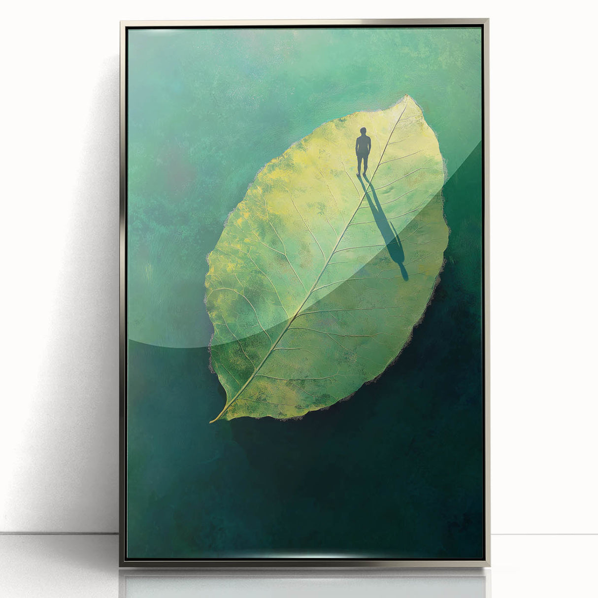 Abstract Minimalist Nature Art – Floating Leaf & Solitude Print
