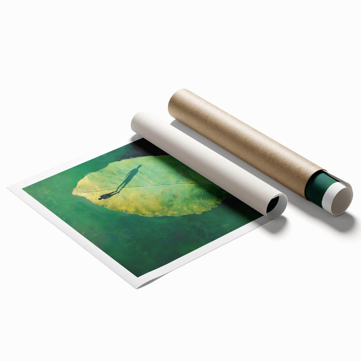 Abstract Minimalist Nature Art – Floating Leaf & Solitude Print