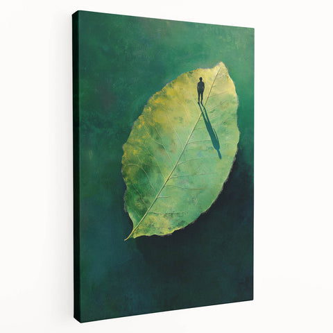 Abstract Minimalist Nature Art – Floating Leaf & Solitude Print