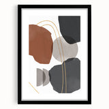 Earthy Abstract Wall Art - Brown, Gray, and Gold Geometric Print