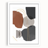Earthy Abstract Wall Art - Brown, Gray, and Gold Geometric Print