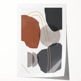 Earthy Abstract Wall Art - Brown, Gray, and Gold Geometric Print