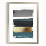 Minimalist Wall Decor – Teal, Gold & Gray Textured Abstract Brush Art