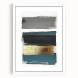 Minimalist Wall Decor – Teal, Gold & Gray Textured Abstract Brush Art