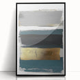 Minimalist Wall Decor – Teal, Gold & Gray Textured Abstract Brush Art