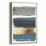 Minimalist Wall Decor – Teal, Gold & Gray Textured Abstract Brush Art