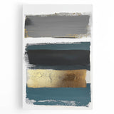 Minimalist Wall Decor – Teal, Gold & Gray Textured Abstract Brush Art