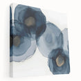 Abstract Wall Art – Navy and Gold Floral Ink Wash with Modern Flow