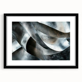 High Contrast Abstract Paintings – Metallic Silver Wave Texture