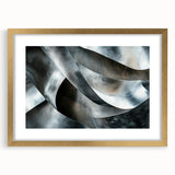 High Contrast Abstract Paintings – Metallic Silver Wave Texture