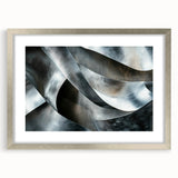 High Contrast Abstract Paintings – Metallic Silver Wave Texture