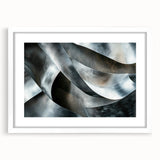 High Contrast Abstract Paintings – Metallic Silver Wave Texture