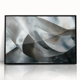 High Contrast Abstract Paintings – Metallic Silver Wave Texture