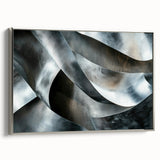 High Contrast Abstract Paintings – Metallic Silver Wave Texture
