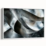 High Contrast Abstract Paintings – Metallic Silver Wave Texture
