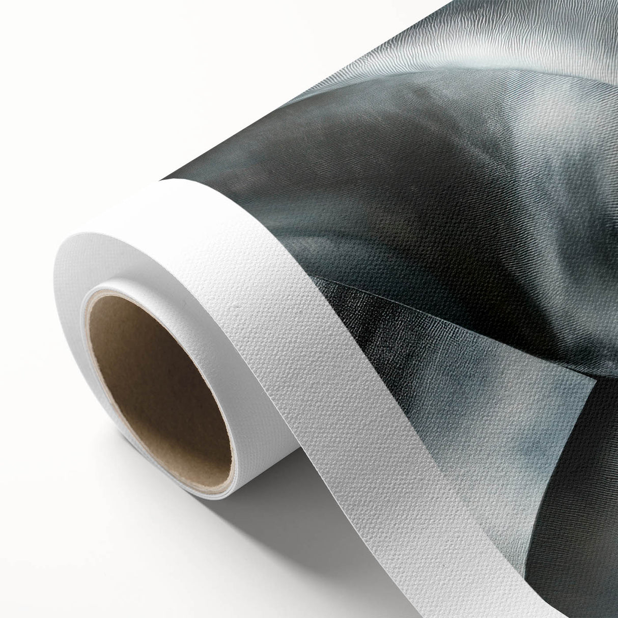 High Contrast Abstract Paintings – Metallic Silver Wave Texture