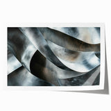 High Contrast Abstract Paintings – Metallic Silver Wave Texture