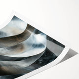 High Contrast Abstract Paintings – Metallic Silver Wave Texture