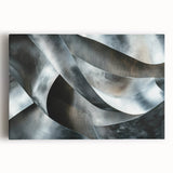 High Contrast Abstract Paintings – Metallic Silver Wave Texture