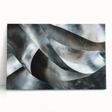 High Contrast Abstract Paintings – Metallic Silver Wave Texture