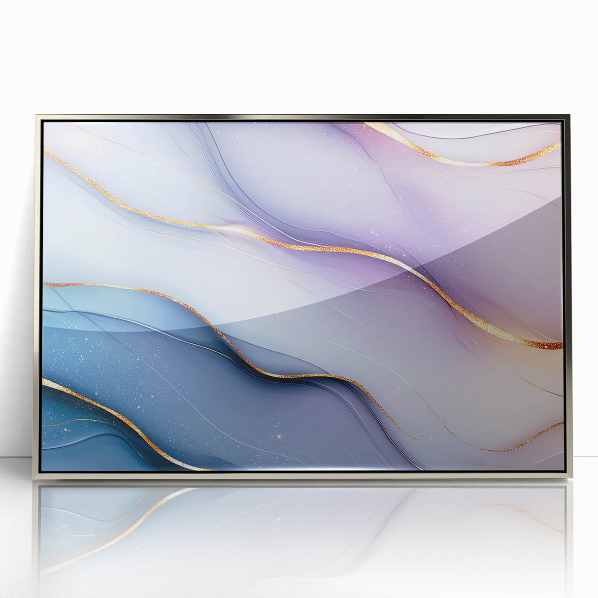 Elegant Abstract Wall Art – Light Blue & Lilac Luxury Print