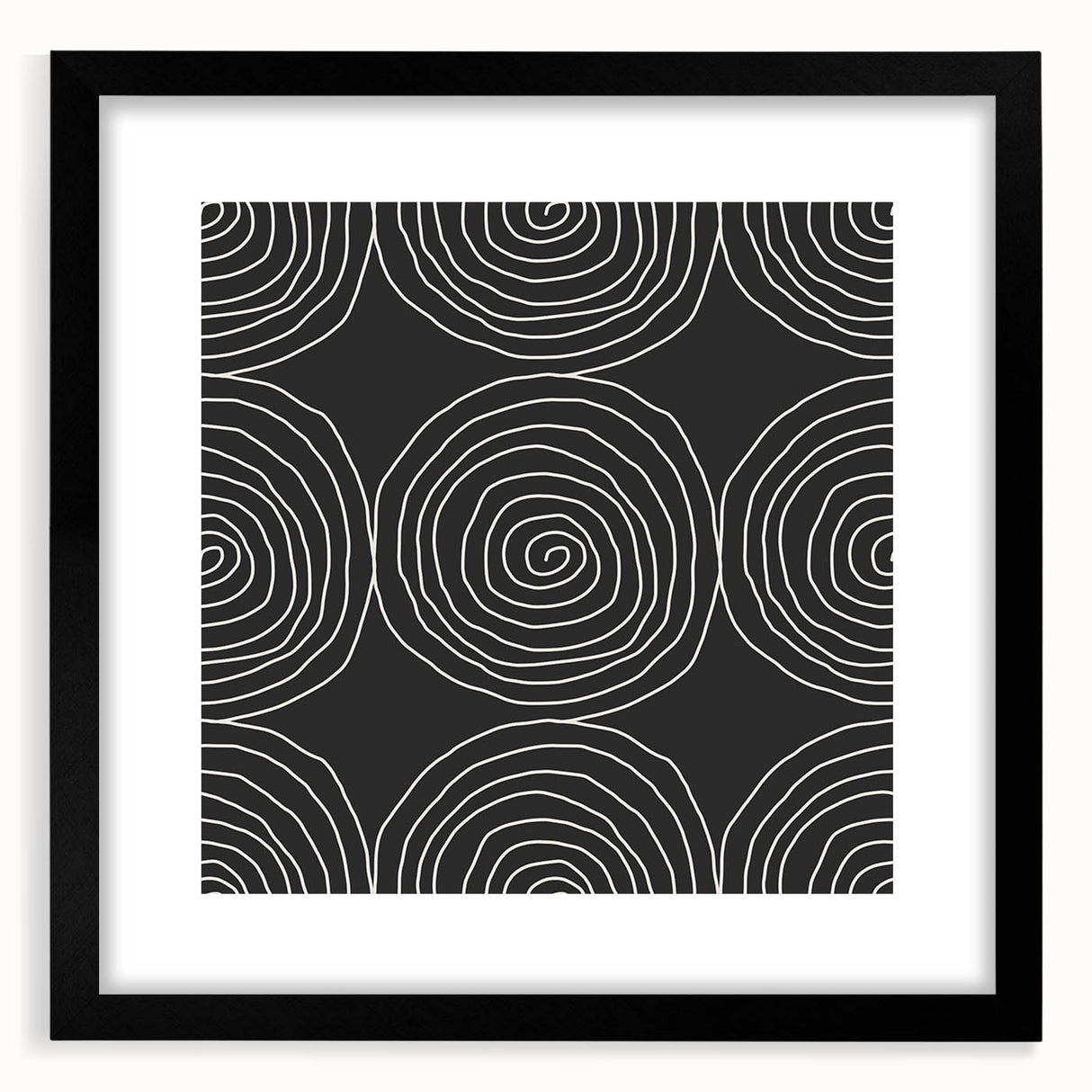 Modern Abstract Wall Art - Black and White Spiral Geometric Print