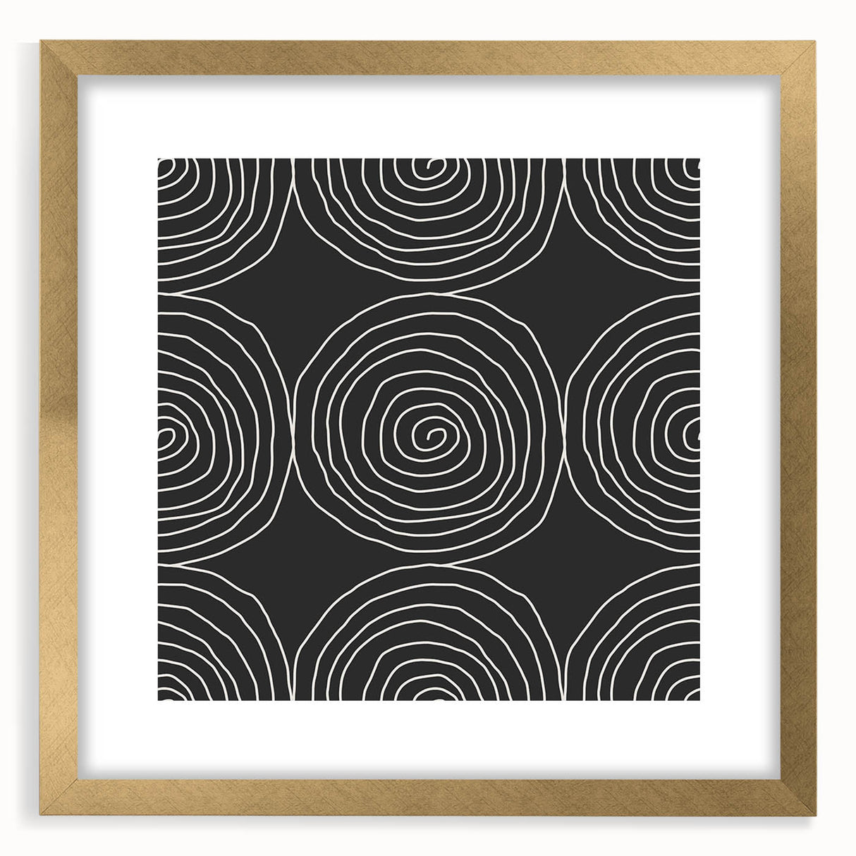 Modern Abstract Wall Art - Black and White Spiral Geometric Print