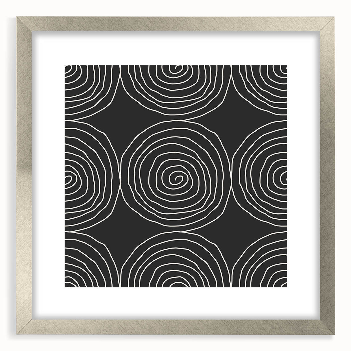 Modern Abstract Wall Art - Black and White Spiral Geometric Print