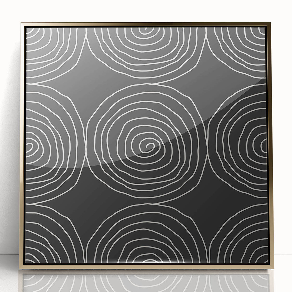 Modern Abstract Wall Art - Black and White Spiral Geometric Print