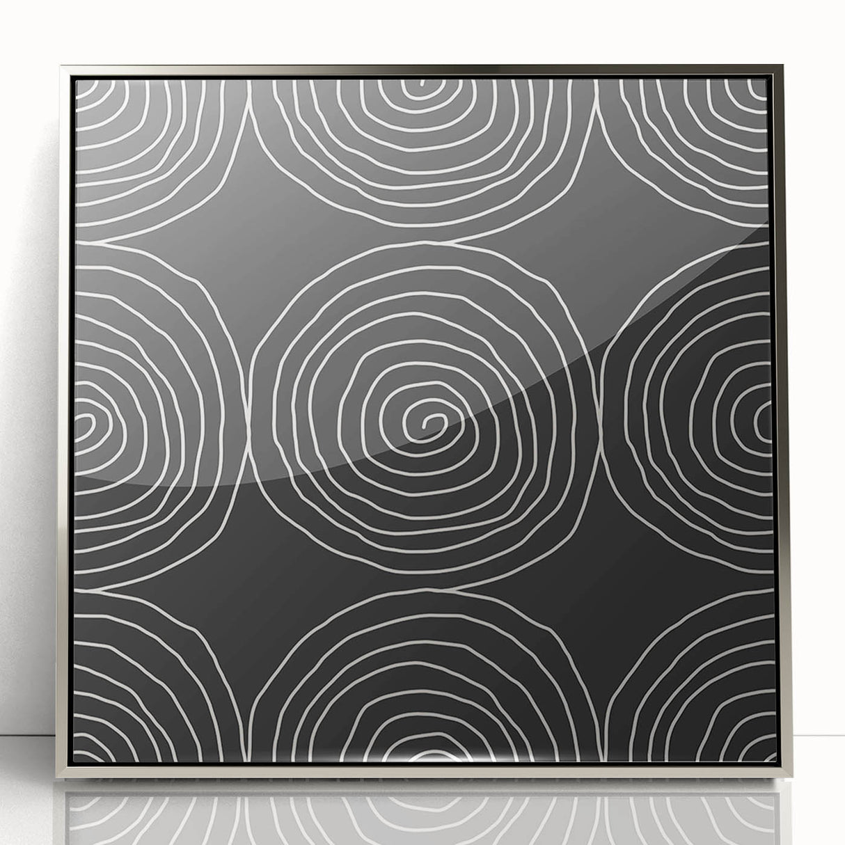 Modern Abstract Wall Art - Black and White Spiral Geometric Print