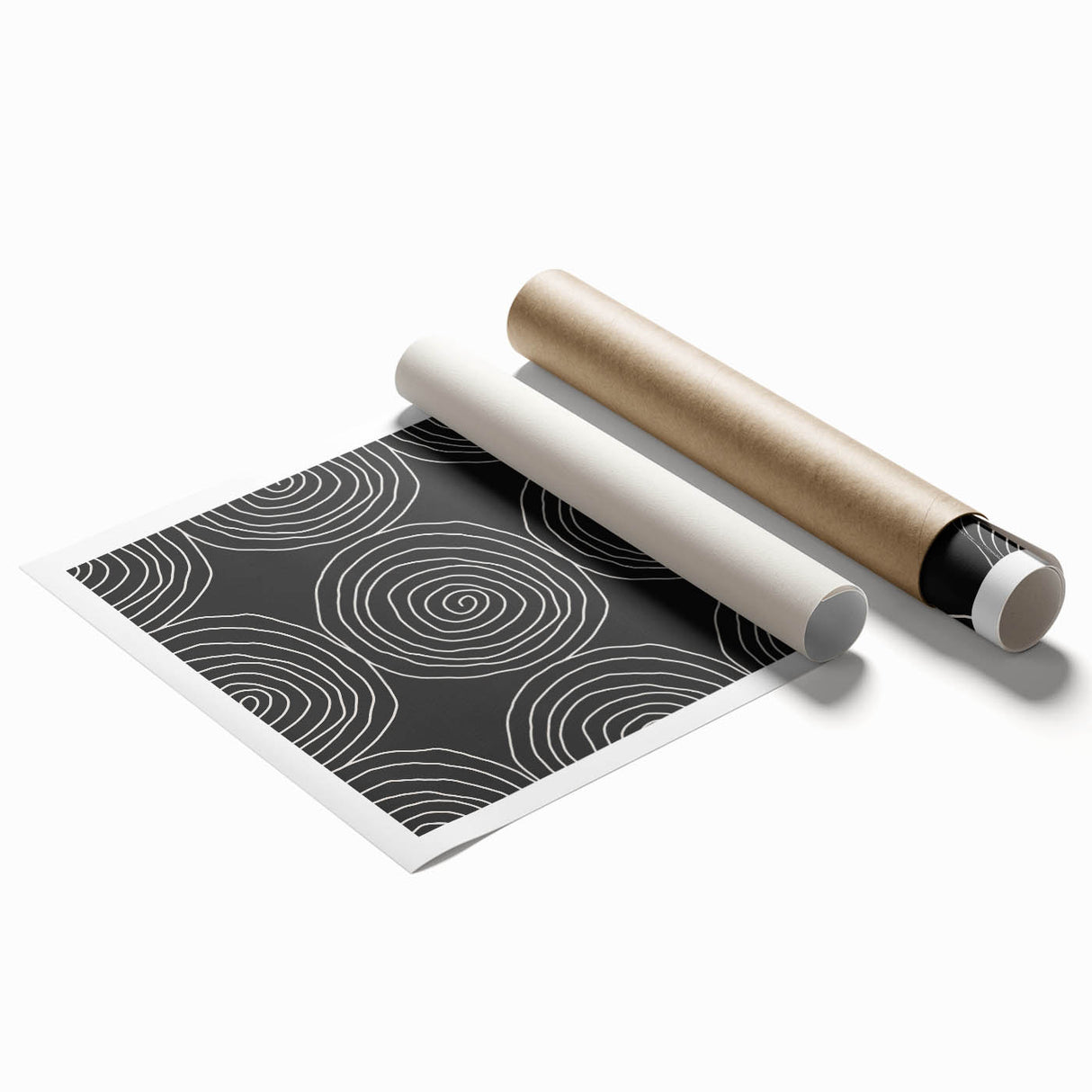 Modern Abstract Wall Art - Black and White Spiral Geometric Print