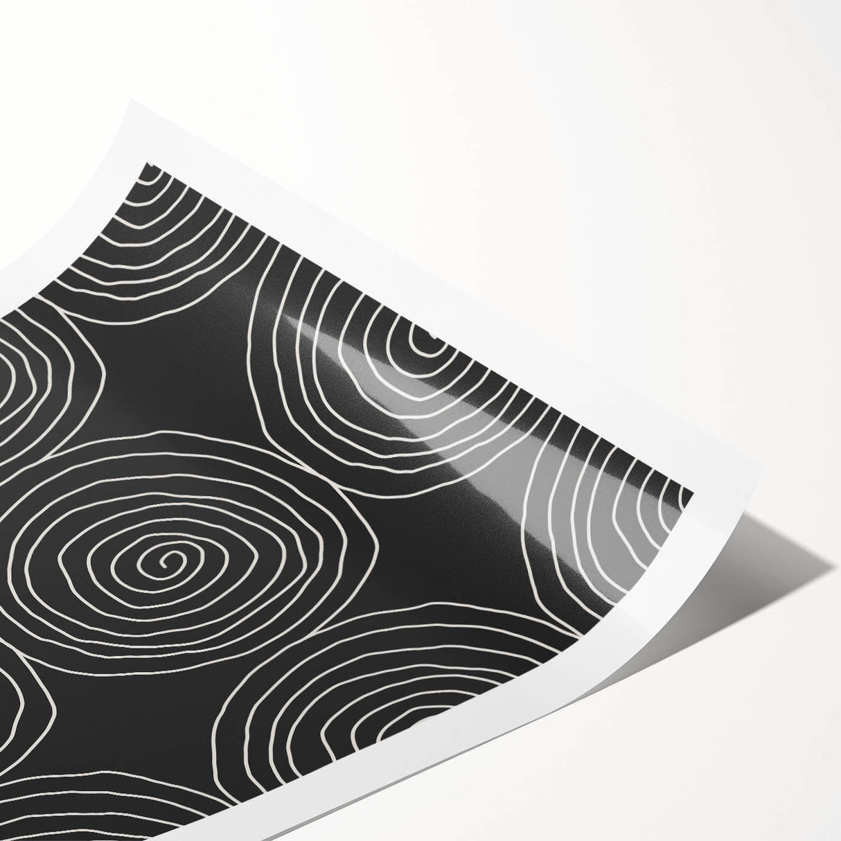 Modern Abstract Wall Art - Black and White Spiral Geometric Print