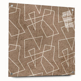 Modern Abstract Canvas Prints – Geometric Line Art on Brown Texture