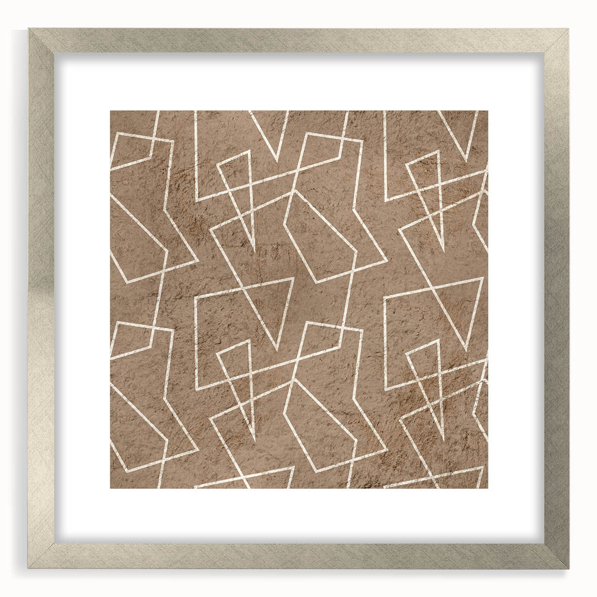 Modern Abstract Canvas Prints – Geometric Line Art on Brown Texture