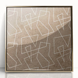Modern Abstract Canvas Prints – Geometric Line Art on Brown Texture