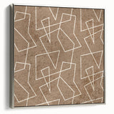 Modern Abstract Canvas Prints – Geometric Line Art on Brown Texture