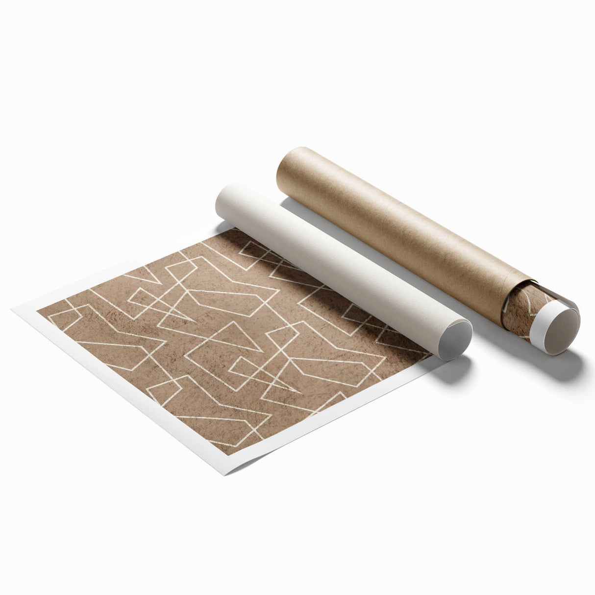 Modern Abstract Canvas Prints – Geometric Line Art on Brown Texture